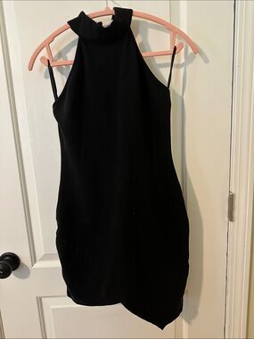 by the way. Black Mini Dress with High Neck